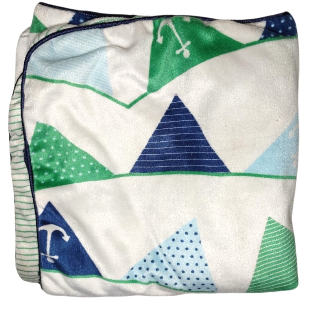 SL Home Fashions Blue Green Flag‎ Baby Blanket Stripe Lovey RN 119741 Anchor